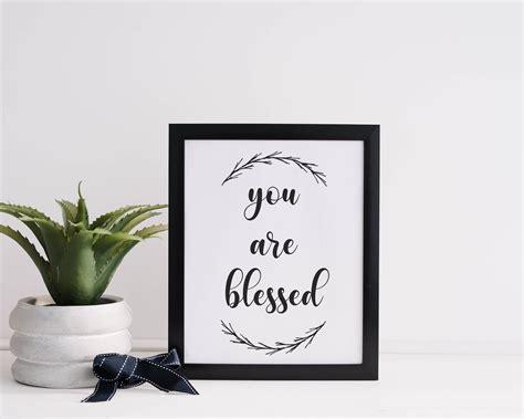 You Are Blessed Wall Art Inspirational Digital Art Blessed Etsy Uk