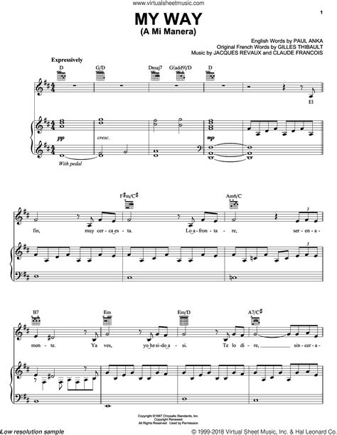 Divo My Way A Mi Manera Sheet Music For Voice Piano Or Guitar
