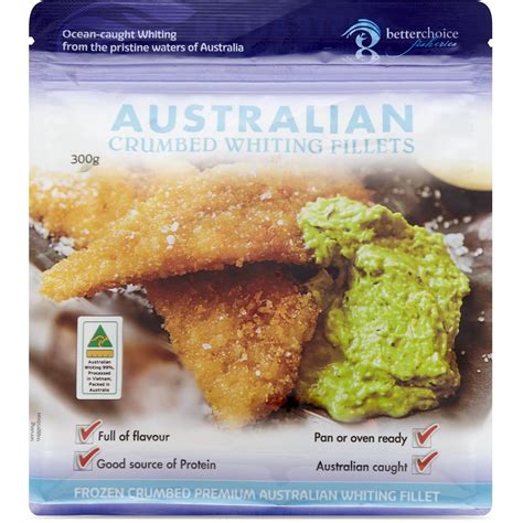 Medical & specialist travel policies. Better Choice Fisheries Crumbed Whiting Fillets 300g | Woolworths