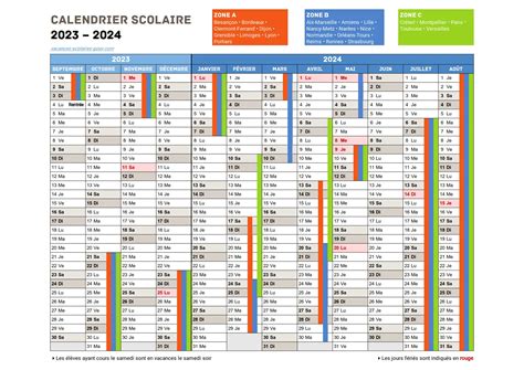 Infographie Le Calendrier Des Vacances Scolaires 2023 2024 Pour Bien