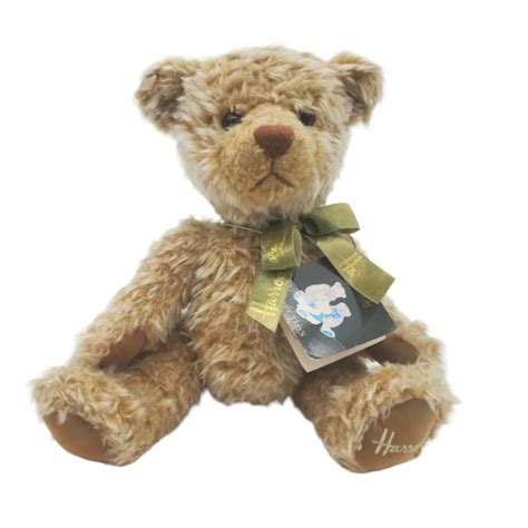 Harrods Knightsbridge Teddy Bear Plush Brown Beige Green Ribbon Bow
