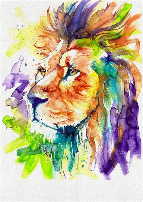 Lion Micah 5 X 7 Print 13cm X 18cm 5 X 7 Prints Watercolor