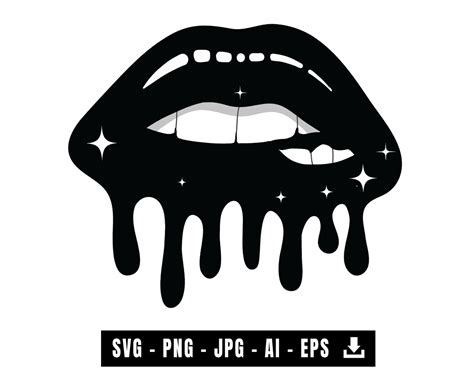 Dripping Lips SVG Black Lips SVG SVG Archivos Para Cricut Etsy