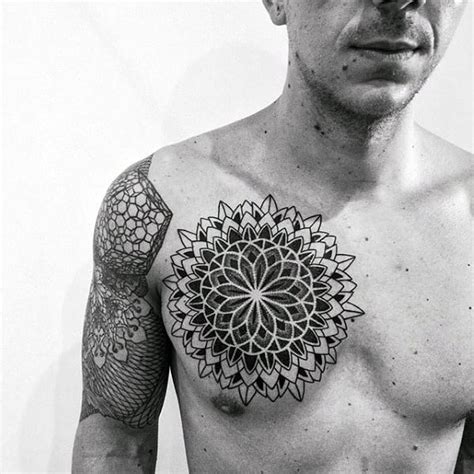 60 Geometric Chest Tattoos For Men Upper Body Design Ideas