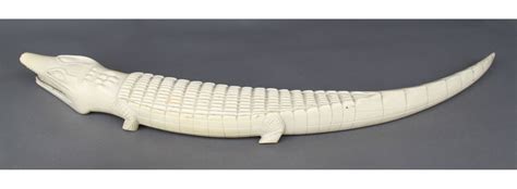 Hand Carved Ivory Tusk Alligator