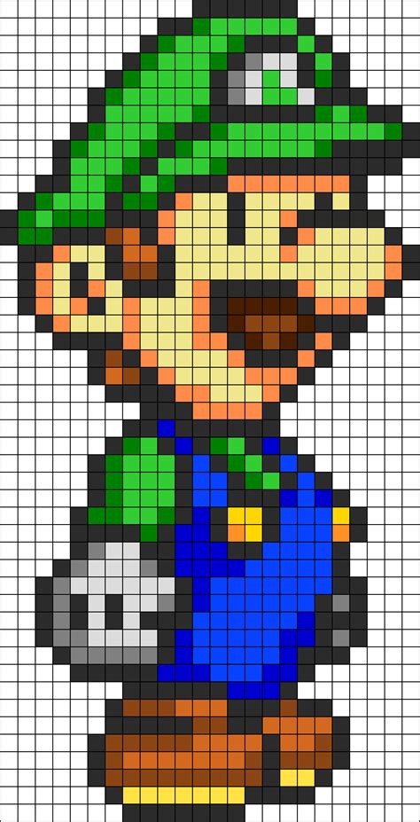 Luigi Pixel Art Grid Luigi Perler Bead Pattern Perler Bead Art CLOUD