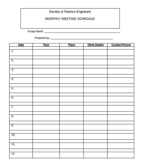 Free Work Schedule Template Monthly Printable Schedule Template