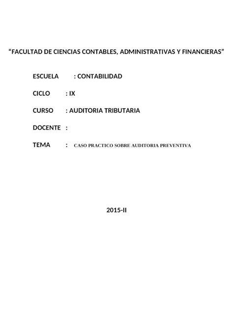 DOCX Caso Practico Integral De Auditoria Tributaria DOKUMEN TIPS