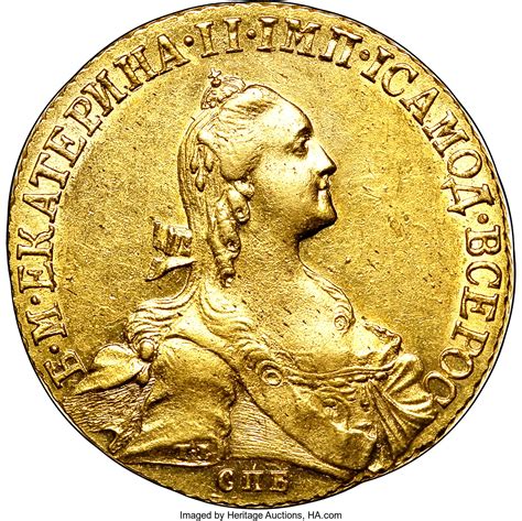Russia Catherine Ii Gold 10 Roubles 1766 СПБ Ti Russia Lot