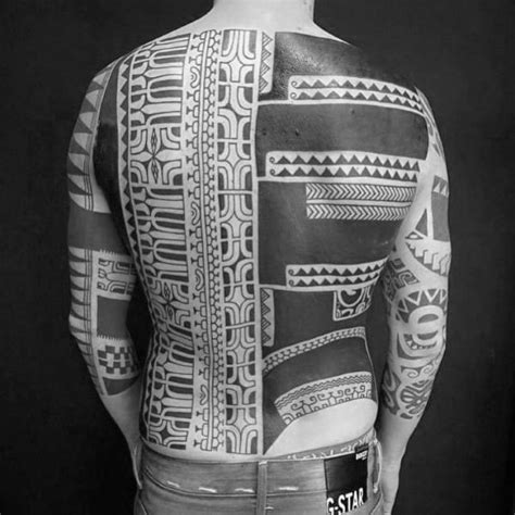 Flowing #koru curves and #traditional #tribal patterns. 60 Tribal Back Tattoos For Men - Bold Masculine Designs