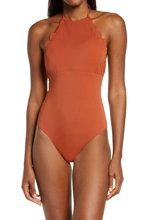 Chelsea28 High Neck Scalloped One Piece Swimsuit Nordstrom Cute One Piece Swimsuits