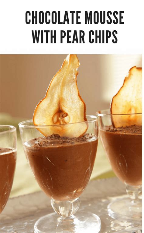 Combine hershey's cocoa and gelatin to make this classic chocolate mousse. Chocolate Mousse with Pear Chips - MomTrends
