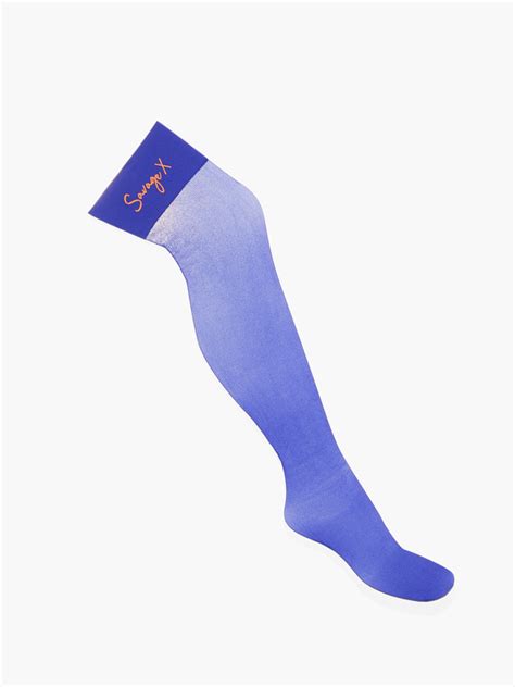 Savage X Monogram Micro Fishnet Stockings In Blue And Purple Savage X