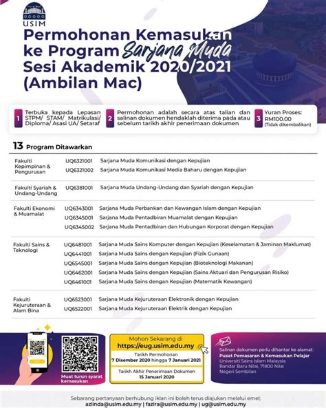 Permohonan upuonline ke program peringkat pengajian ijazah sarjana muda di 20 universiti awam di seluruh malaysia. Permohonan Kemasukan Ke Program Sarjana Muda USIM Ambilan ...