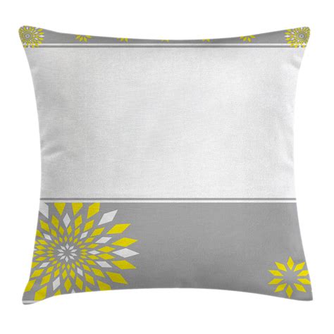 Gray balances the sunny yellow tones, creating beautiful, understated contrast. Grey and Yellow Throw Pillow Cushion Cover, Modern Futuristic Border with Geometric Flower Frame ...