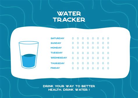 Printable Water Tracker For Week Or Month Water Tracker Balance Vector