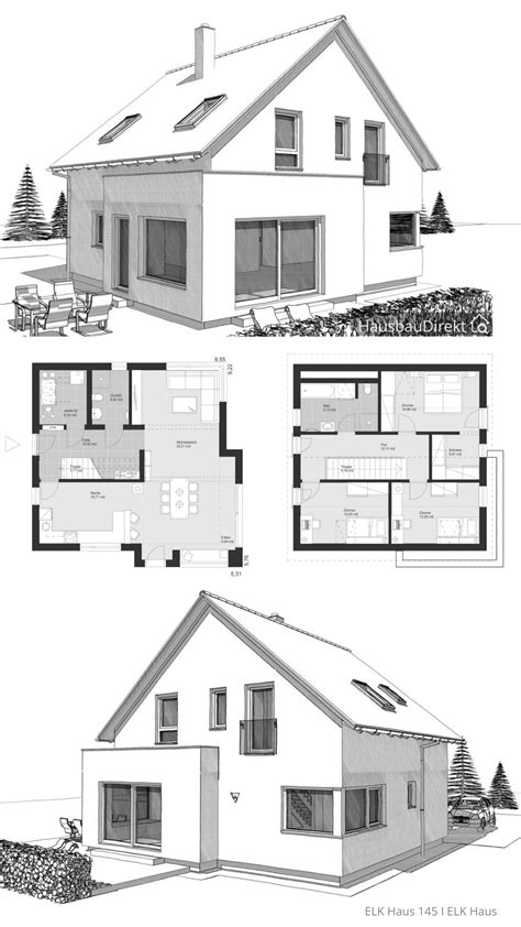 Modernes zweigeschossiges haus mit satteldach und erker. Klassisches Einfamilienhaus mit Satteldach & Erker bauen ...