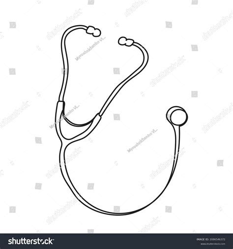 Stethoscope Black Linear Drawing On White Stock Vector Royalty Free