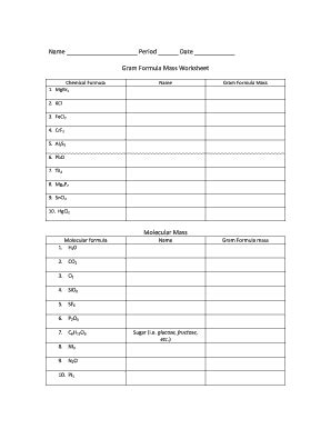 Below are six versions of our grade 3 math worksheet on converting between kilograms & grams. Fillable Online Gram Formula Mass Worksheet - kordella ...