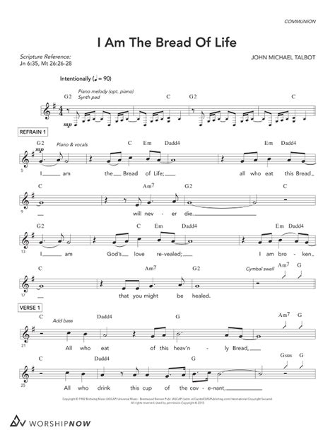 Free Sheet Music For I Am The Bread Of Life Agelooksataging