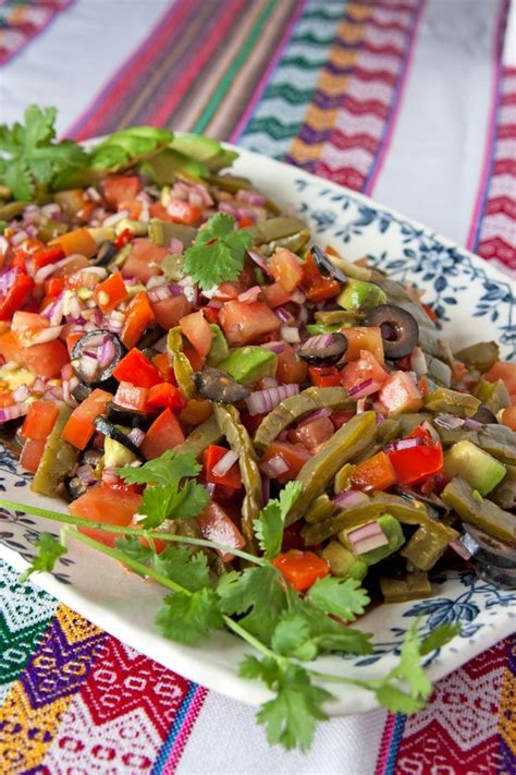 Red and black pepper to taste. Ensalada de Nopales Asados (Grilled Cactus Paddle Salad ...