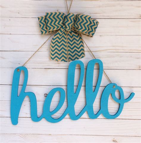 Hello Wood Sign Hello Wooden Sign Laser Cut Wood Sign