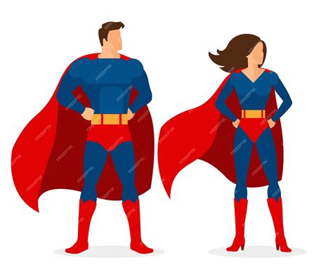 Premium Vector Superhero Couple Superman And Superwoman Characters