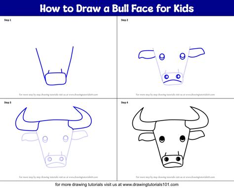 How To Draw A Bull Face For Kids Printable Step By Step Drawing Sheet