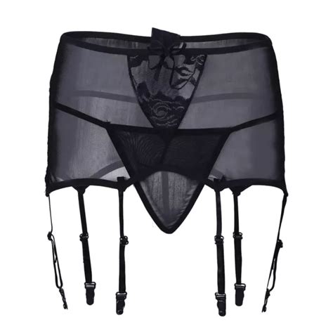 SEXY WOMENS SHEER Lace Garter Belt Lingerie Suspender G String