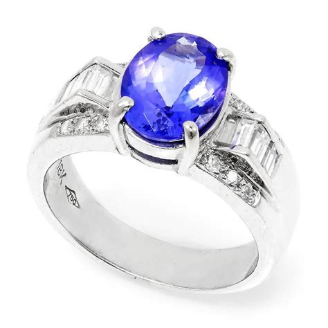 Oval Tanzanite Ring With Diamonds 18k White Gold 263ctw Once Upon A