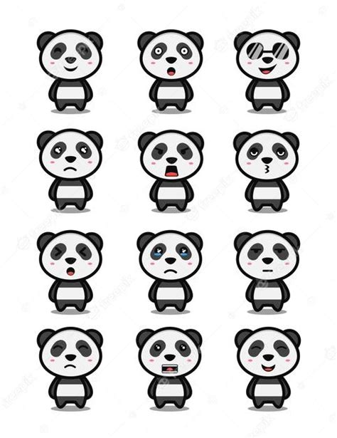 Premium Vector Cute Panda Cartoon Set
