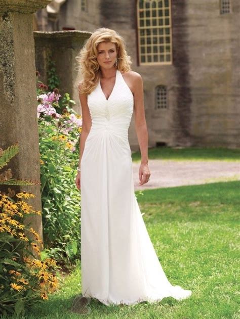 Simple Beaded Wedding Gowns Halter Beaded Chiffon A Line Informal