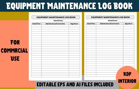 Equipment Maintenance Log Book Grafik Von Cool Worker · Creative Fabrica