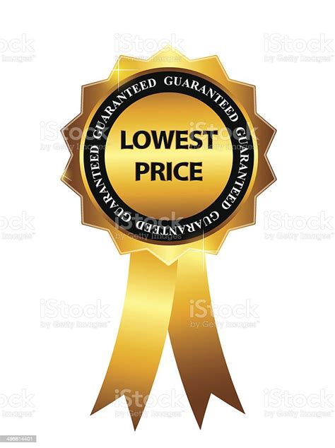 Lowest Price Guarantee Gold Label Sign Template Vector Illustrat Stock