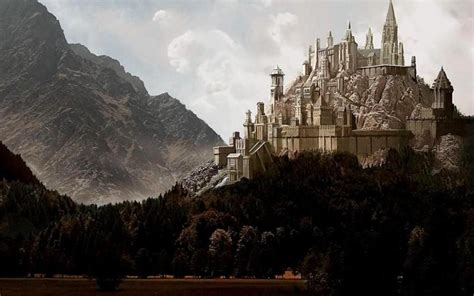 Mountain Castle On Rock Fantasy City Fantasy Castle Fantasy Places