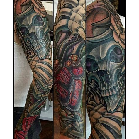 James simpson is still the proud owner. Skull, Bones and Heart Sleeve in progress by Terry Ribera | Remington Tattoo Parlor
