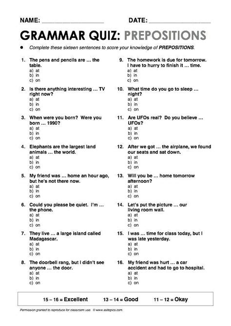 Grammar Worksheet 3rd Grade Grammar Quiz English Grammar Worksheets