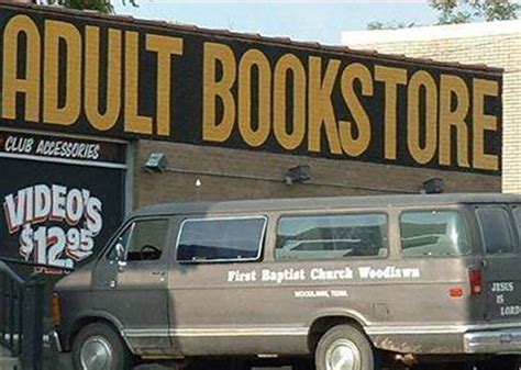 An Old Van Parked In Front Of A Book Store