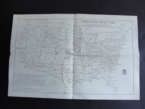 Vintage 1950s Early Original Map Of United States Mileage Etsy