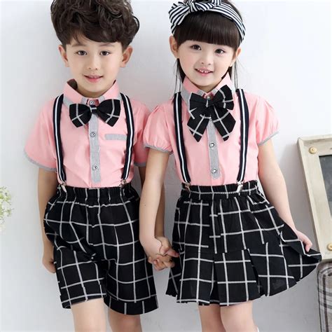 Childrens School Uniform New Style Boys And Girls Short Sleeved Stage