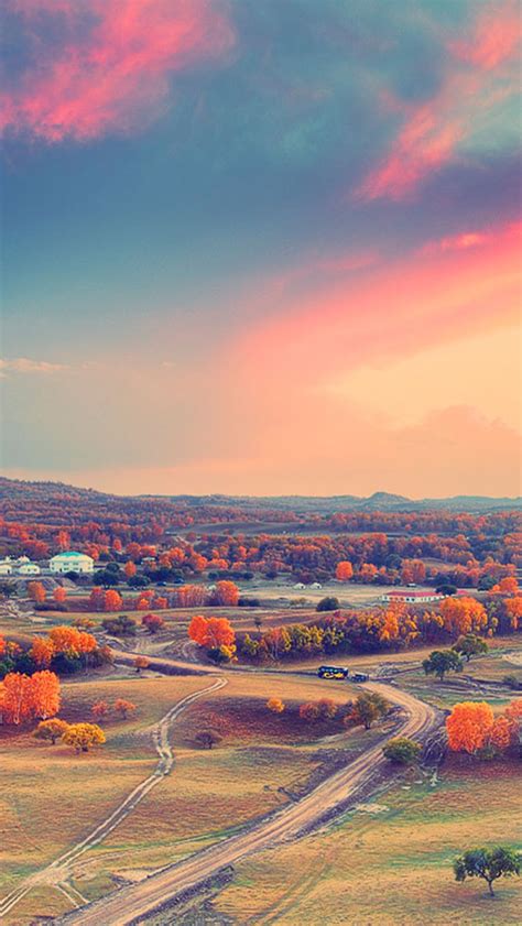 Autumn Clouds Sunset Trees Iphone Wallpapers Free Download