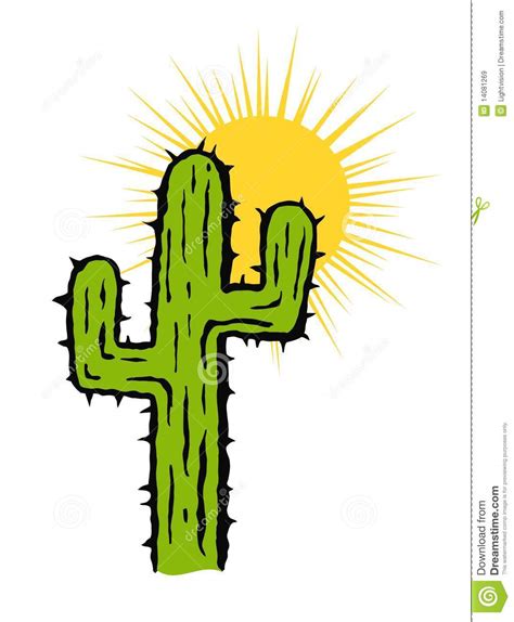 Cactus And Sun Vector Illustration Stock Vector Illustration Of