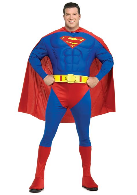 Plus Size Mens Superman Costume Superhero Halloween Costumes