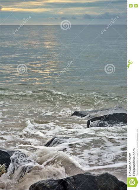 Beautiful Beach Sunrise With Heavenly Skies Stock Image Image Of