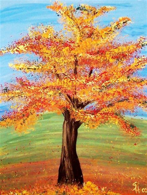 Fall Tree By Sabine Hahnel Fall Tree Painting Autumn Trees Abstract