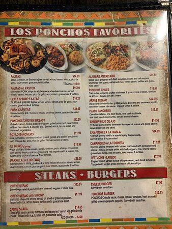 We are proud to be serving authentic mexican foods in el cajon and san diego. Menu - Picture of Los Ponchos Mexican Grill, Moss Bluff - Tripadvisor