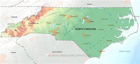 Physical Map Of North Carolina Maping Resources
