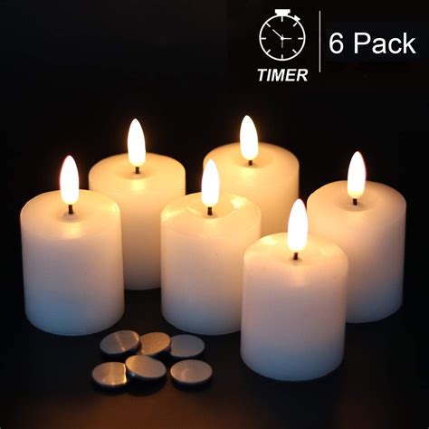 Eldnacele 3d Wick Flameless Candles With Timer Realistic Flickering