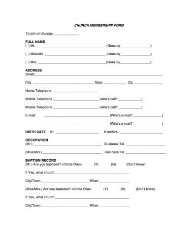 Church Membership Form 13 Examples Format Pdf Examples