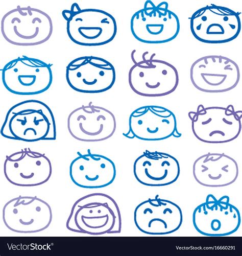 Face Kids Draw Emotion Feeling Icon Cute Cartoon V
